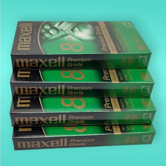 Premium Grade Maxell VHS T160 Superior Sound Factory Sealed 4 NEW Videocassettes - Picture 1 of 10